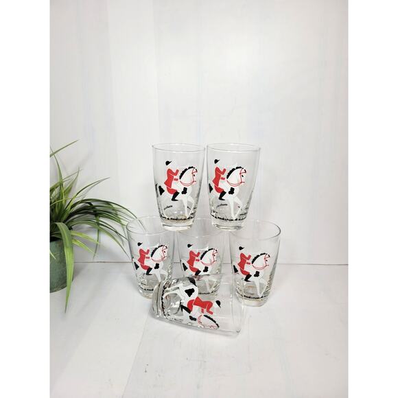 6 Vintage Libbey Tally Ho Tumblers, Equestrian Drinking Glasses - Picture 1 of 4